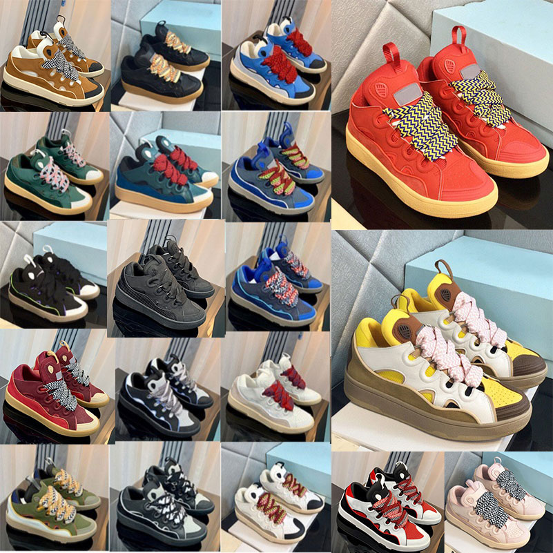 

Designer Shoes lanvins Mens Womens Luxury Running Shoe Embossed Leather Curb Sneakers Calfskin Stripe Stretch Cotton Low Top Rubber Platform Sole Sports Sneaker, Color#6