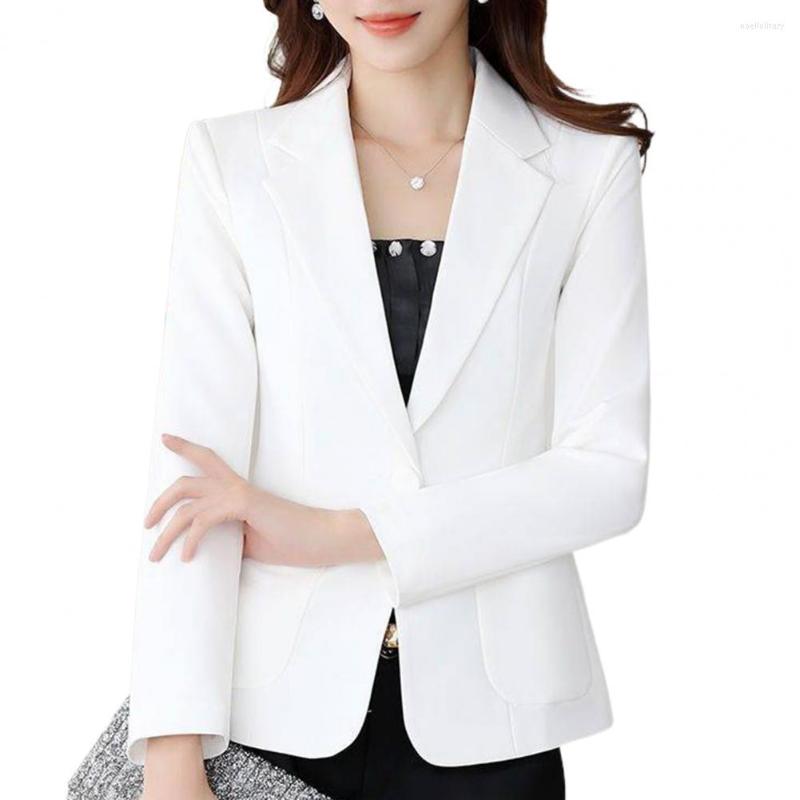 

Women' Suits Stylish Women Business Blazer Slim Fit Autumn Solid Color Warm V Neck Plus Size Coat, Black