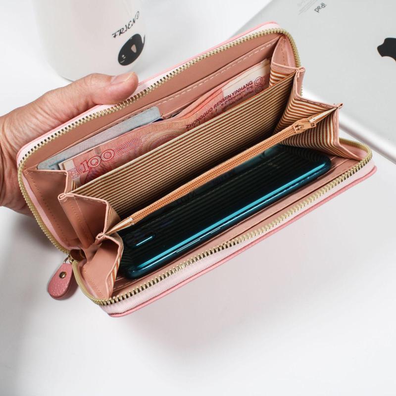 

Wallets Women's Long Zipper Purse Large Capacity Multi-card Lychee Print Clutch Simple And Versatile Coin, Black