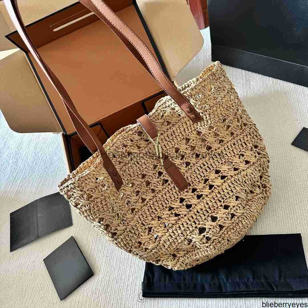 

2023 Ladies Designer BagBeach Bag Straw Handbag Sunshine Straw Shopping Bag Fashion White 3 Color Shoulder Bag, Black