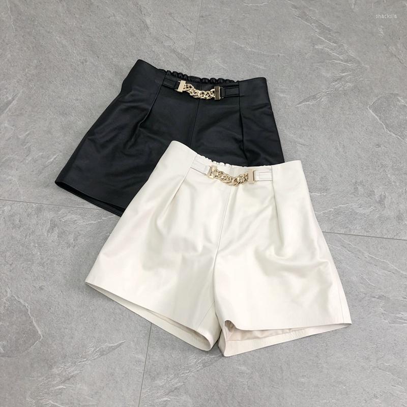 

Women' Shorts Women Natural Sheepskin Genuine Leather Fashion Female Short Design A Real Slim Hip H807, Black