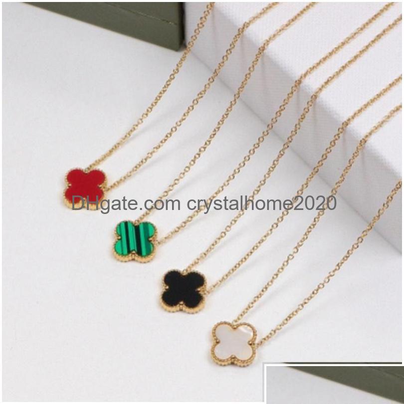 

Pendant Necklaces Womens Luxury Designer Necklace Fashion Flowers Fourleaf Clover Cleef 14K Gold Jewelry Drop Delivery Pendants Dhyku Dhghn