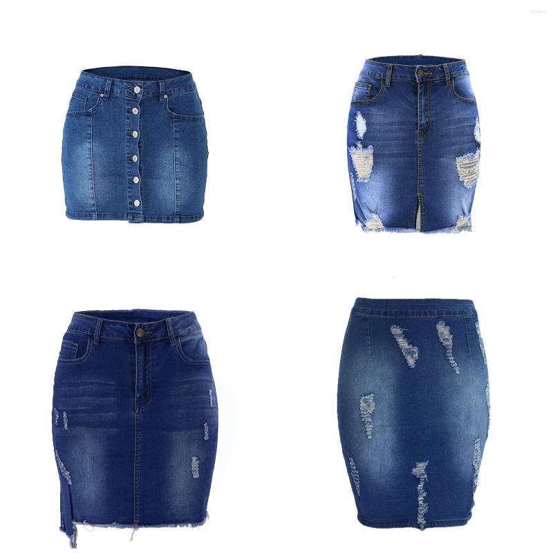 

Skirts Denim Skirt For Women Sexy Mini Hip With Metal Button Beautiful Ladies Summer Tassels Clothing Dress, K037-black