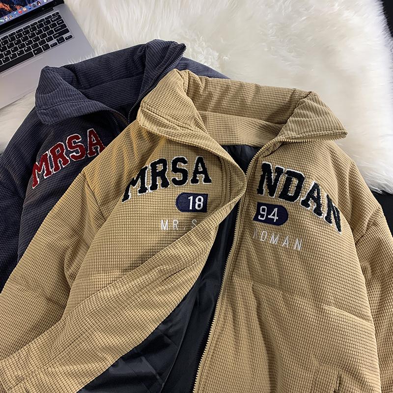 

Leather Winter Women Down Padded Jacket Hooded Parka Letter Embroidery Hip Hop Streetwear Casual Retro Outwear Warm Cotton Coat 2022 New, Gray