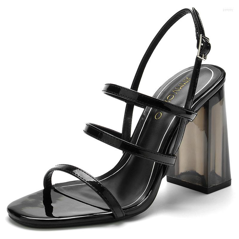 

Sandals Summer Women Fairy Open-toed Dress Shoes Women's Rome High Heels Thick Heel, Black