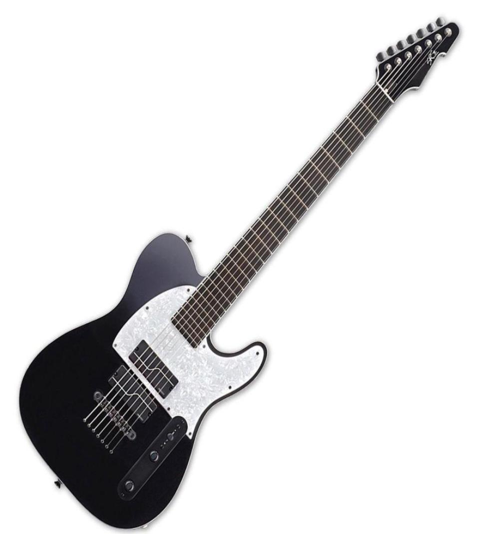 

Custom SCT Stephen Carpenter Signed 7 Strings Black TL Electric Guitar String Thru Body Bridge White Pearl Pickguard9653038