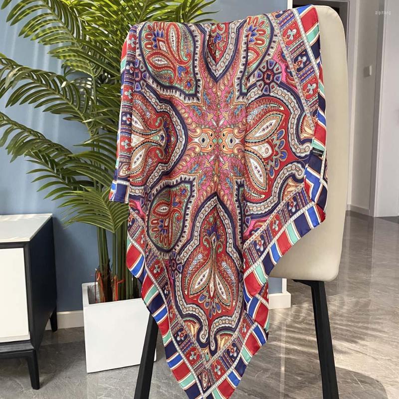 

Scarves Scarf Women Luxury Silk 70cm Square Vintage Cashew Flower Shawl Beach Towel Fashion