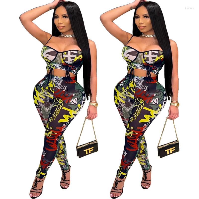 

Women' Two Piece Pants Women Sleeveless Print Set Skinny Long 2 Tracksuit Sweatsuit Sporty Summer Outfits, Multi