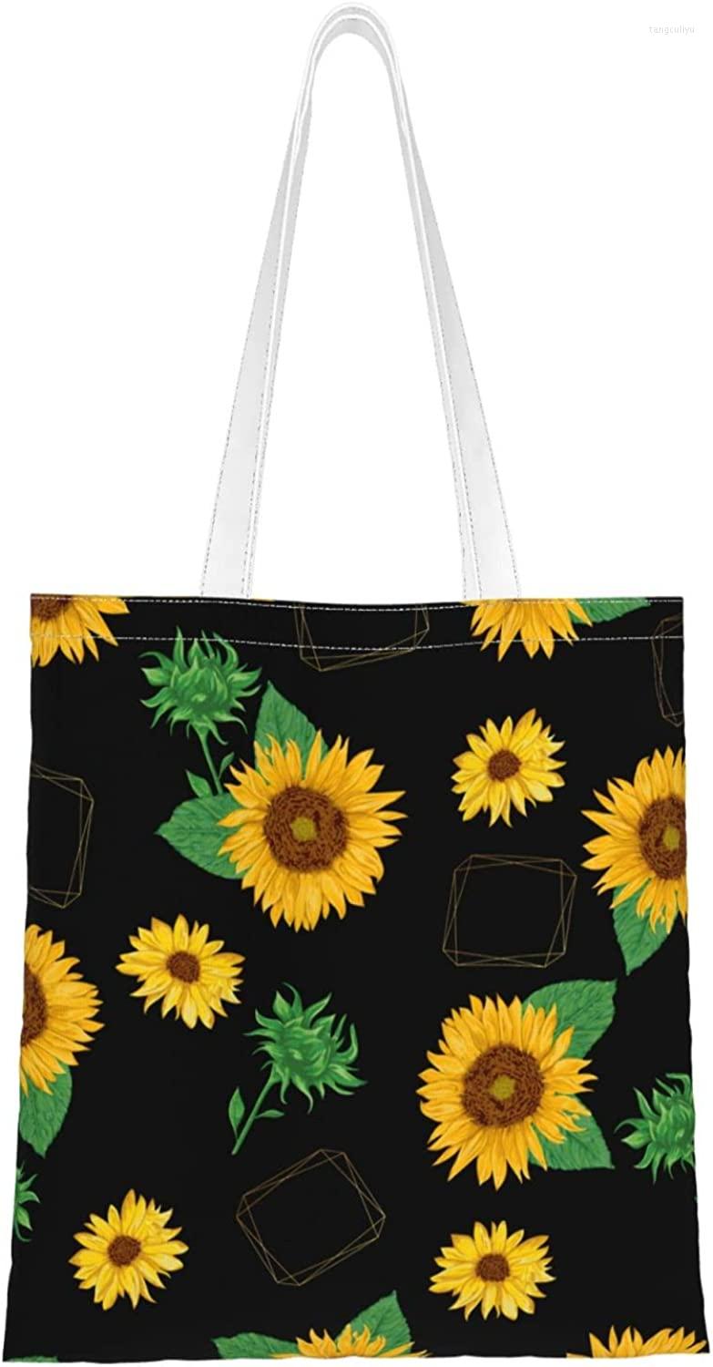

Shopping Bags Sunflowers Canvas Tote Bag Reusable Grocery Handbag For School Market Camping, Df2d