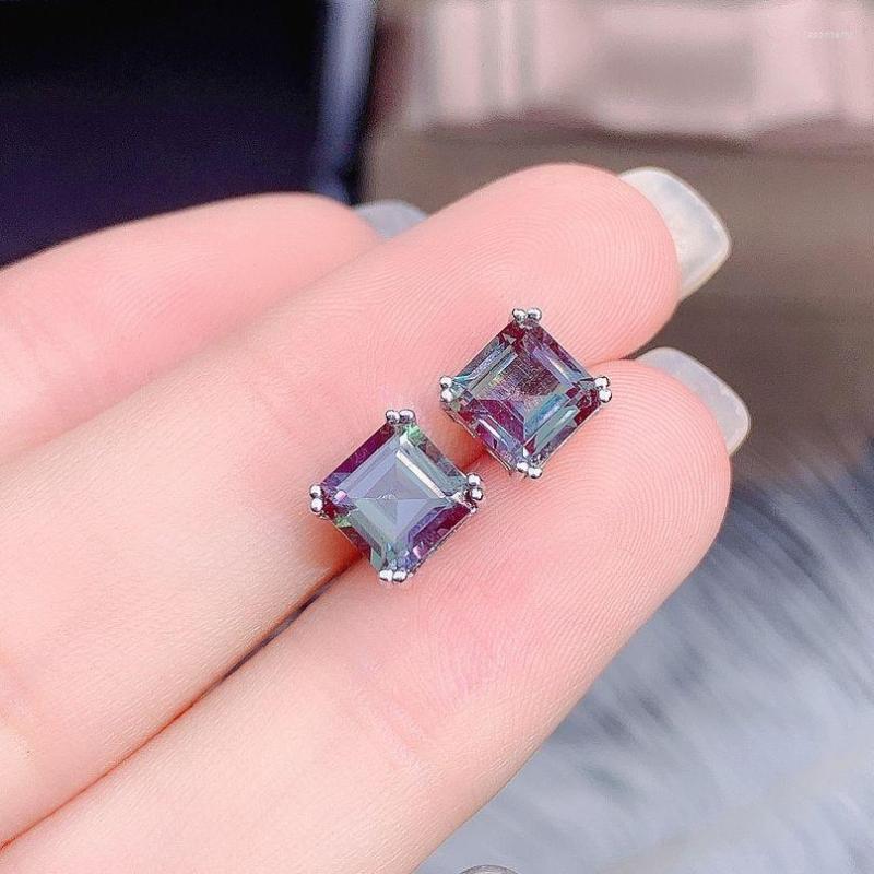 

Stud Earrings Asscher Cut 6x6mm Alexandrite Sterling Silver 925 Women's For Gift