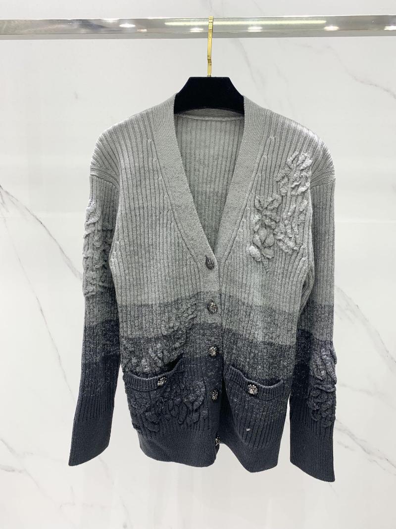 

Women' Knits 2023 Women Fashion Long Sleeve Sexy Casual Gradual Change Three-dimensional Flower Diamond Cardigan 1119