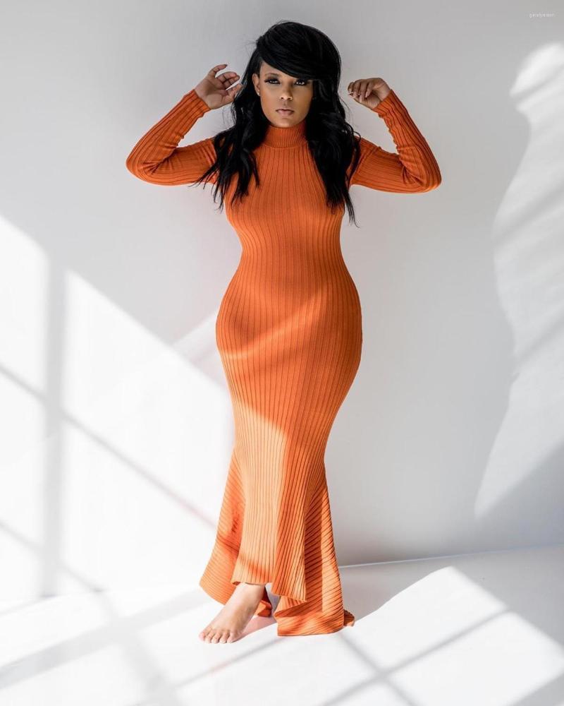 

Casual Dresses Echoine Winter Autumn Women Ribbed Knitted Long Dress Sweater Black Bodycon Irregular Mermaid Elegant Vintage Vestidos, Sweater dress