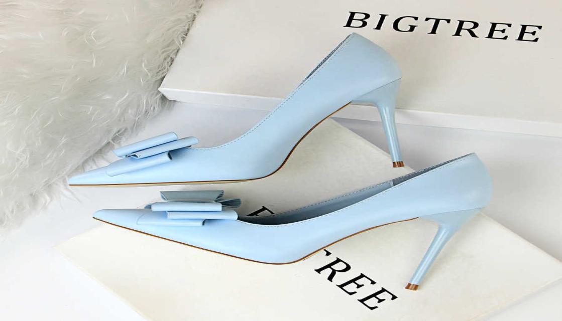 

Bigtree Shoes 2019 Spring New Women Pumps Fashion Kitten Heels Butterflyknot Women High Heels Red Wedding Shoes Women Stiletto X08879385, Grey