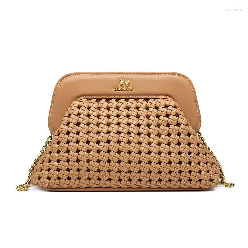 

Evening Bags 2023 High Quality Hand Knitting Handbag For Women Hollow Out Female Shoulder Bag Summer Beach Fashion Cross Body
