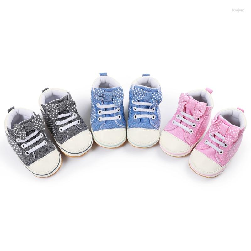 

Athletic Shoes Cute Spring/Autumn Born Baby Polka Dot Canvas Soft Sole Anti-skid Toddler Kids First Walker