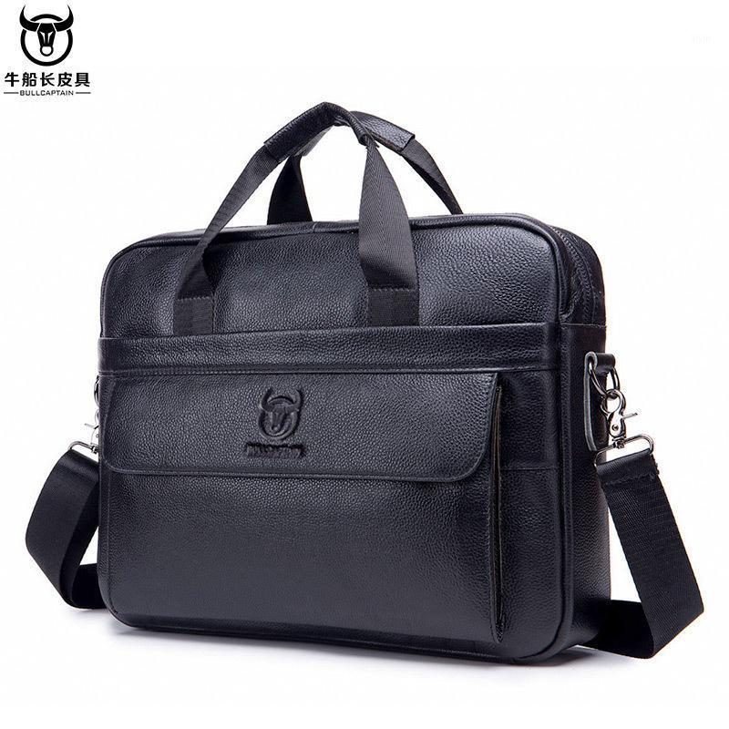 

Briefcases Bullcaptain Cowhide Leather Briefcase Mens Genuine Handbags Crossbody Bags High Quality Luxury Laptop Messenger, Black