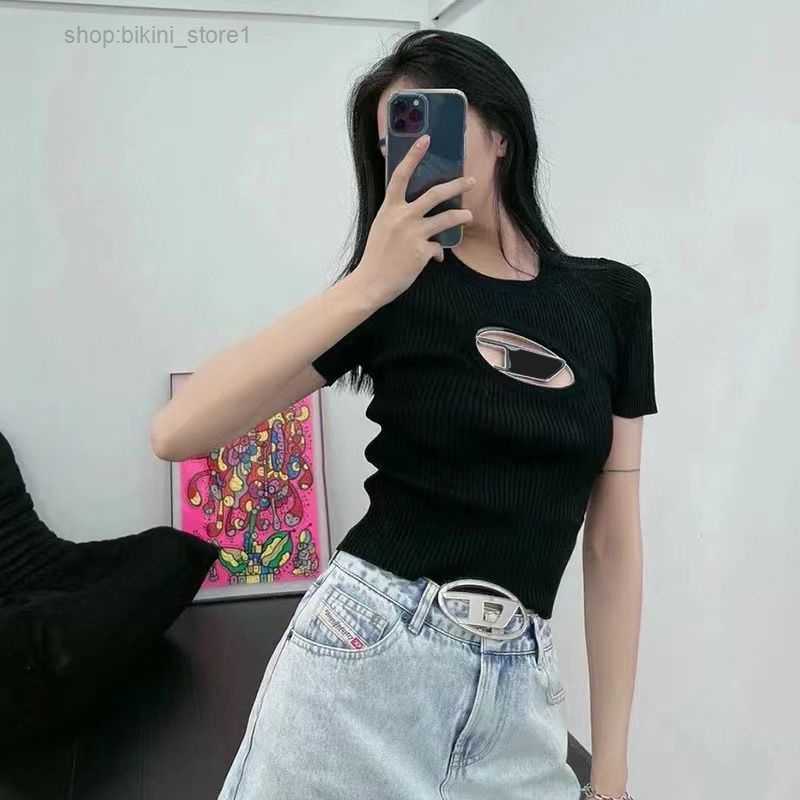 

Women' Knits & Tees Tshirts Designer Knit Diesel Top Tight T-shirt Hollow Out Tee Tanks Women Shirts Letter Print Short Sleeve Sexy Yoga Summer Vests2, Black