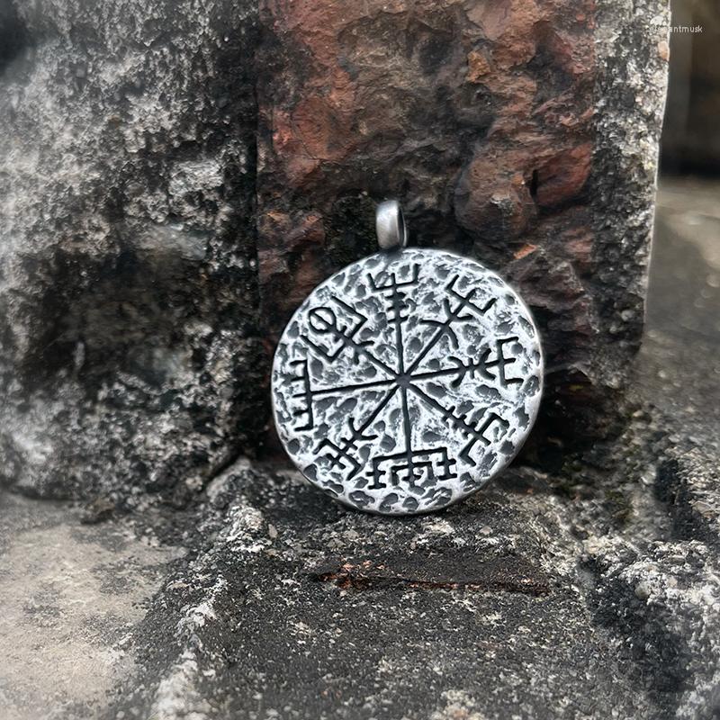 

Pendant Necklaces Retro 2023 "Viking Vegvisir" Iron Color Viking Spear Necklace With 316L Stainless Steel Chain As Men Gift