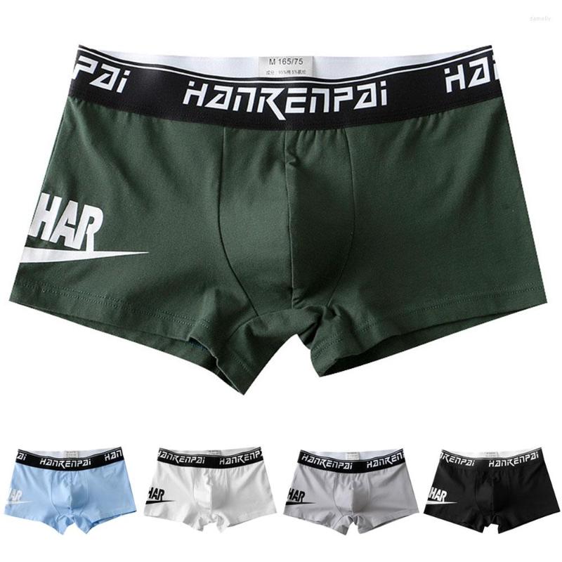 

Underpants Men Trunk Underwear Cuasal Boxer Shorts Man Breathable Cotton Elastic Waist Sport Panties For Boys Teen A50, White