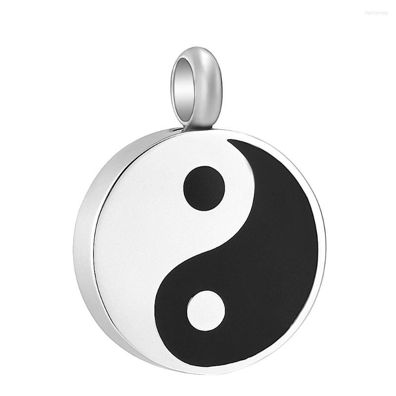 

Pendant Necklaces Urn Tai Ji Cremation Necklace White And Black Round Shape Stainless Steel Memorial Locket Jewelry Ashes Holder