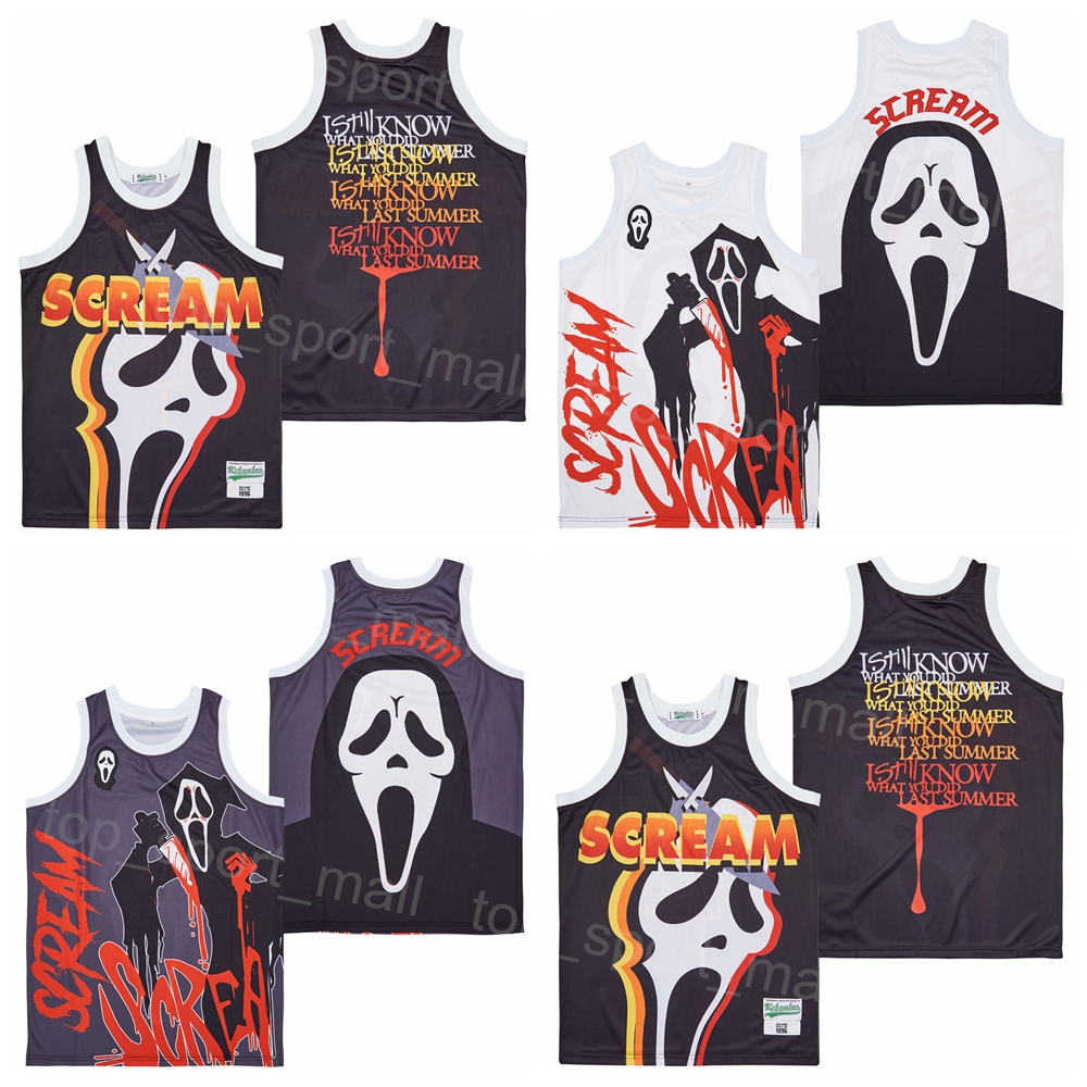 

Movie Scream Basketball Jersey I Still Know What You Did Last Summer Men High School Pullover College Vintage Breathable Stitch Black White Team Pure Cotton Sport