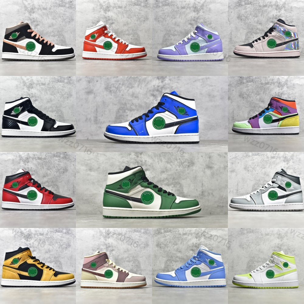 

1 1s OG Basketball Shoes Pine Green Black Court Purple Royal Bred Toe Obsidian UNC Dark Mocha University Blue Mid Smoke Grey Rust Pink Mens Sneakers Trainers, 35