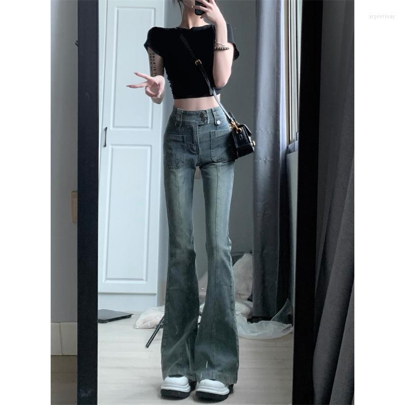 

Women's Jeans American Retro Micro Women's High Waist Thin Design Sense Niche Horseshoe Pants Everything Matching Mopping, Blue