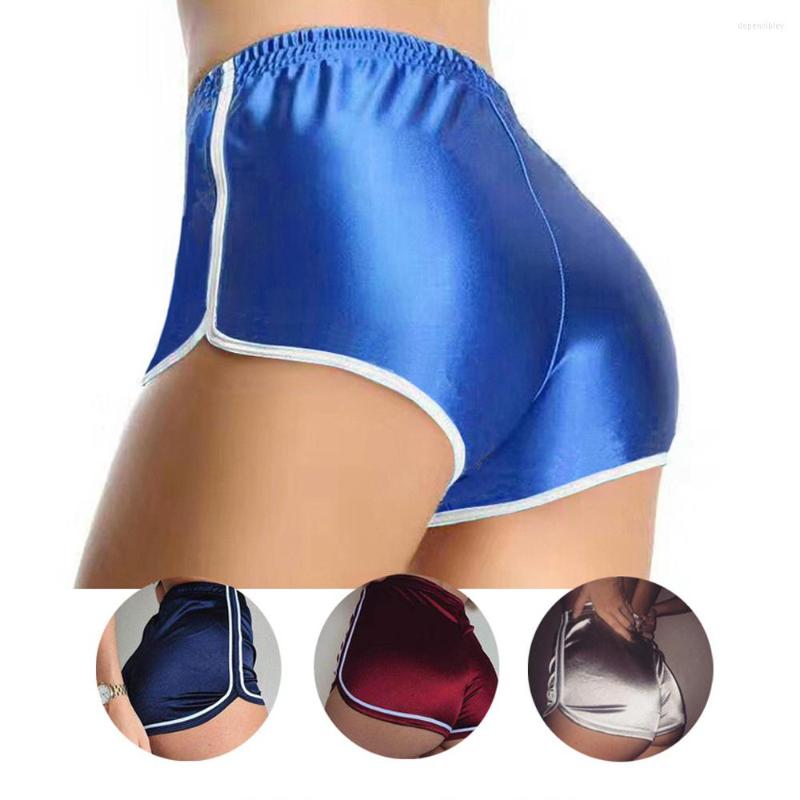 

Active Shorts High Waist Satin Solid Candy Color Workout Sport For Women 2023 Summer Basic Slim Fit Gym Yoga Casual Stretch Short Pants, Red
