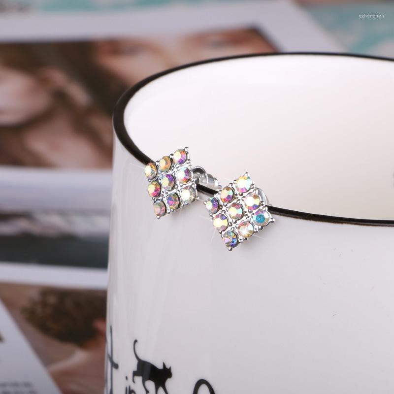 

Stud Earrings Square Crystal Small For Women Rhinestone Fashion Jewelry Ladies Accesorios Mujer 2023 Ear Rings