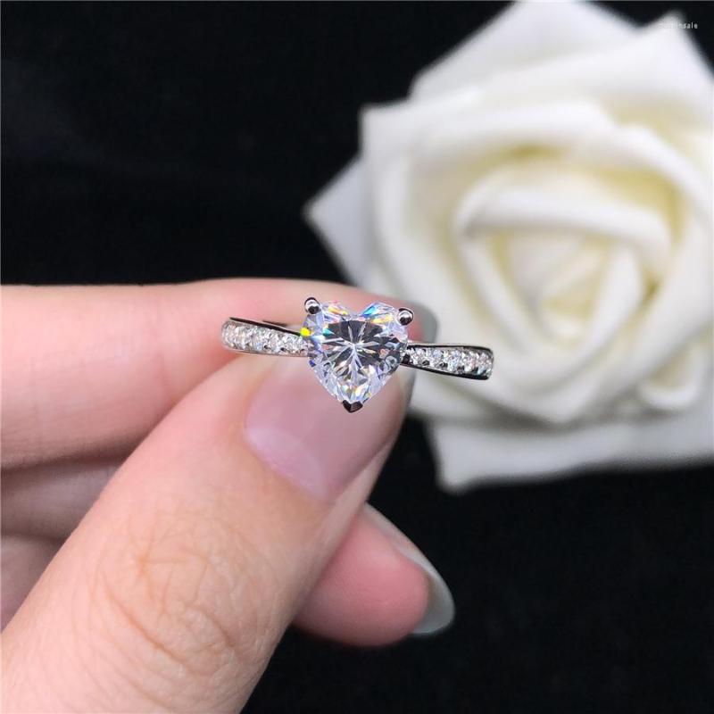 

Cluster Rings Test Positive 1CT Heart Moissanite Diamond Women Ring Solid Platinum PT950 White Gold Fine Jewelry Last Forever