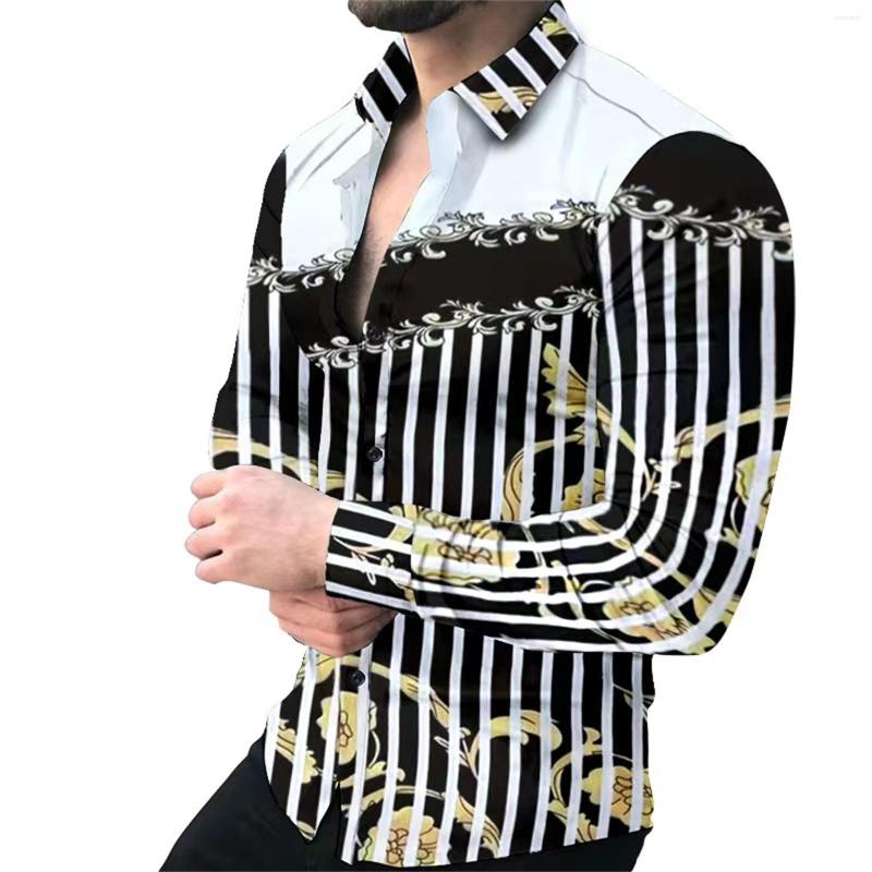 

Men's Casual Shirts 2023 Men's Printed Long Sleeve Shirt Button Down Lapel For Men Party Dinner M-3XL, 09
