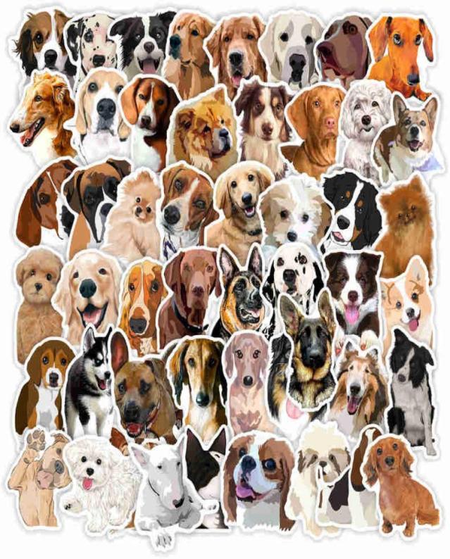 

50pcsLot Cute Dogs Stickers Waterproof NoDuplicate Stickers Guitar Bicycle Suitcase Water Bottle Helmet Car Decals Kids Gifts To7795814, Black