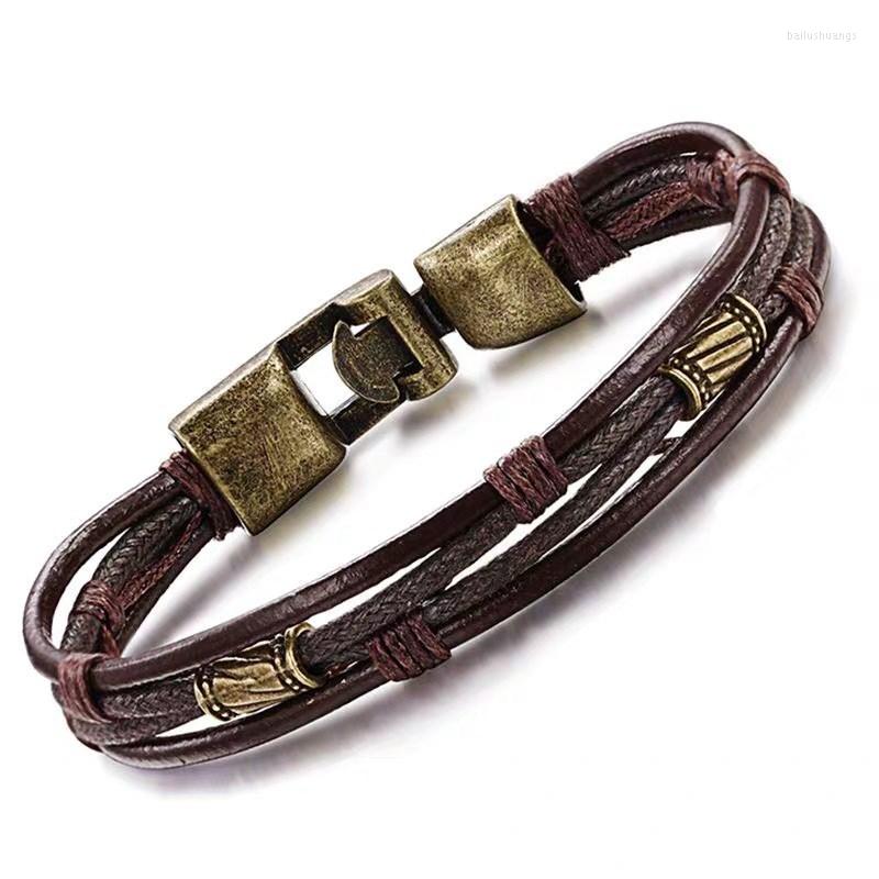 

Charm Bracelets Bracelet For Men Woven Leather European And American Trending Products Charms Fashion Alloy Bangle Male Jewelry