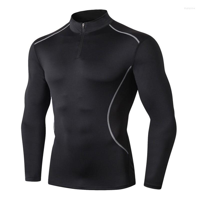 

Men's T Shirts Men T-shirt Sports Tops Long Sleeve Comfortable Quick-drying Breathable Bottoming Shirt Stand Collar
