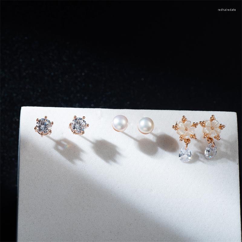 

Stud Earrings WeSparking EMO Zircon Charm For Women Pearl Flower Set 2023 Trend Jewelry Items Gift