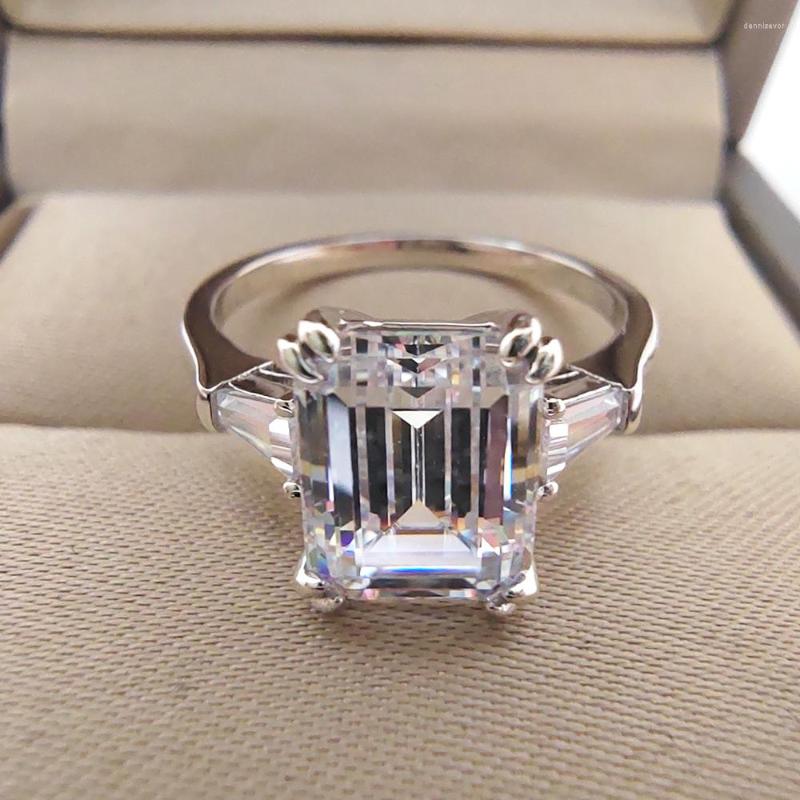 

Cluster Rings Luomansi Super 3CT 7x9MM Rectangular Mosonite Ring With GRA Certificate S925 Sterling Silver Female Jewelry Wedding Party Gift