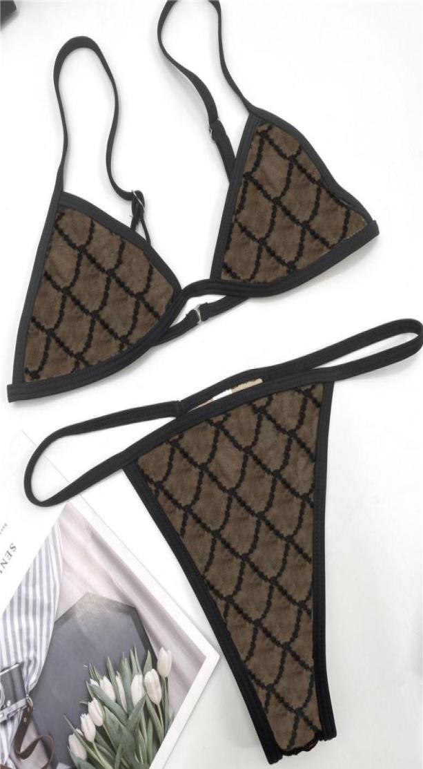 

Sexy Triangle Beach Bra Set Classic Letters Lace Swimwear for Women Black Pink Tulle Embroidery Lingerie Underwear Split Bikinis5057007