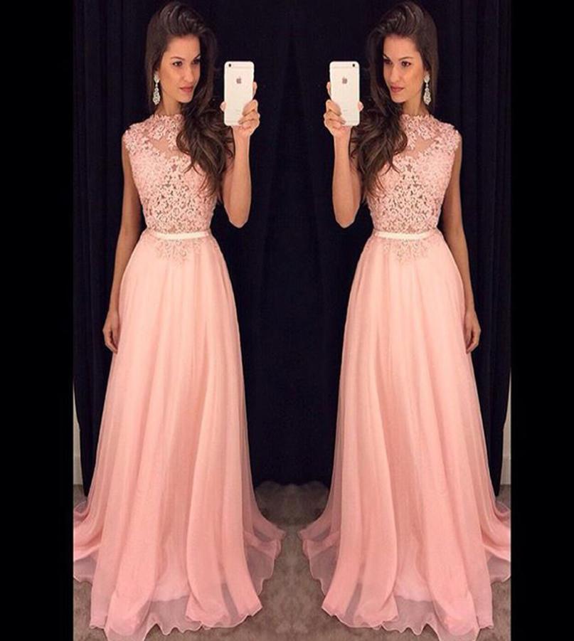 

New Arrival Lace Top Long Evening Dress High Quality Pink Chiffon Women Party Gown Plus Size9918698, Silver