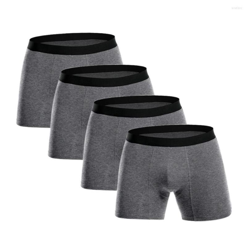 

Underpants Male Long 4Pcs/lot Men Boxers Underwear Cotton Man Boxershorts Breathable Solid Gay Cueca Boxer, Gray
