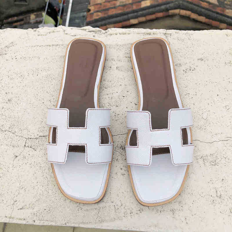 

Herms Orans Ms Slippers Sandal Flat Spring and Summer New h Soft Bottom Women's Casual Wear Sandals
