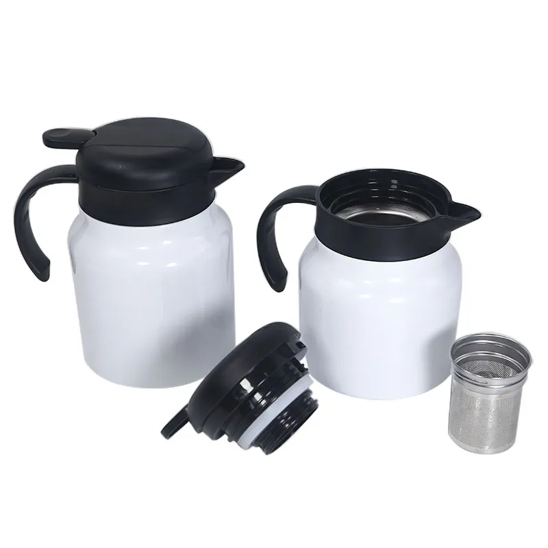 Sublimation Thermal Coffee Carafe Stainless Steel Thermos Pot 27oz 34oz Double Walled Tea Pot with Removable Tea Filter Big Capacity Shimmer Hot Coffee Pot