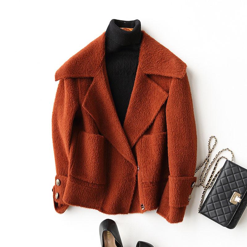 

Women' Wool & Blends 2023 Autumn Winter Coat Female Alpaca Cashmere Coats Casual Short Woolen Jackets For Women Overcoat KQN37055, Light coffee