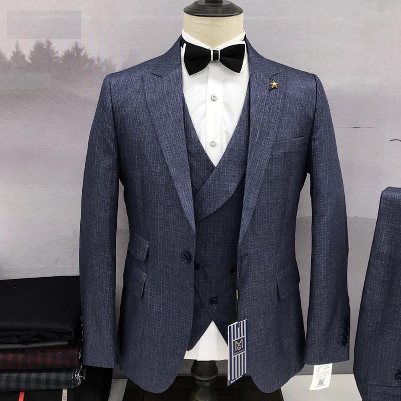 

Men's Suits Men Suit Jacket Brown Grey Three Piece Coat Pants Vest Formal Business Luxury Wedding Set Slim Fit Terno Trajes De Hombre, Picture color 5