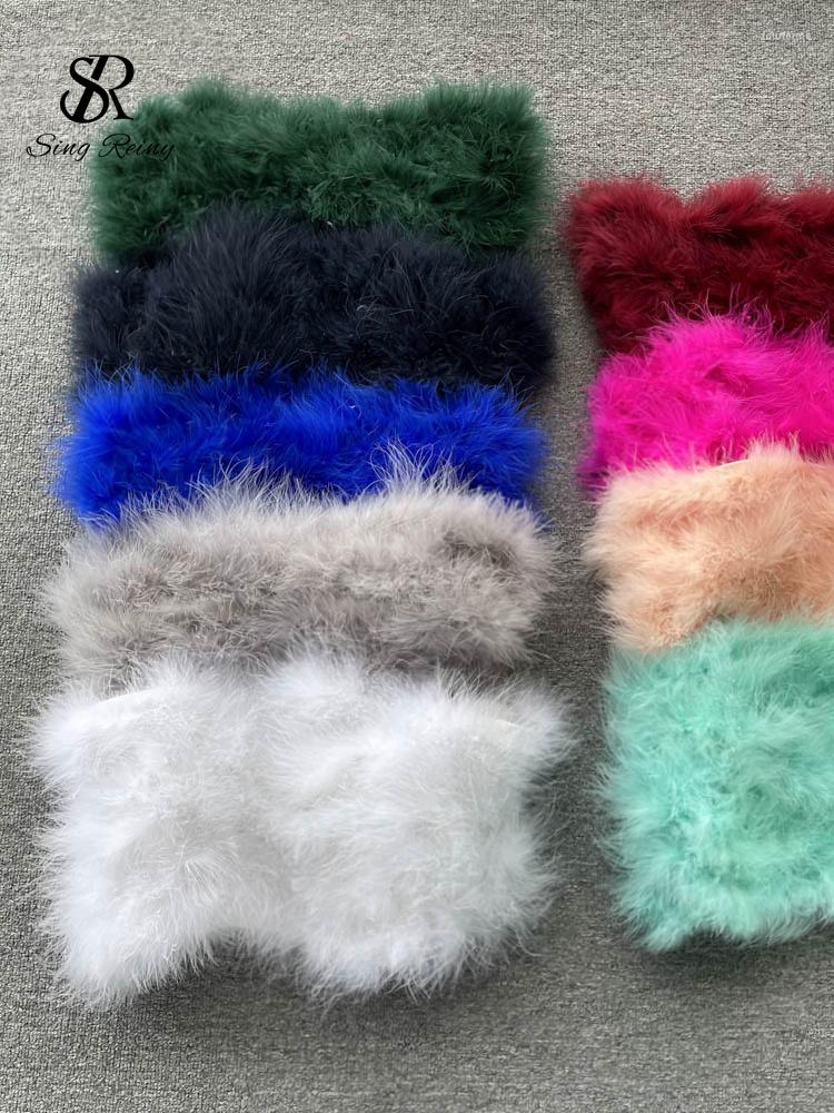 

Women's Tanks SINGREINY Fashion Wool Mini Tank Top Women Solid Off Shoulder Zipper 2023 Female Summer Strapless Sexy, Navy blue