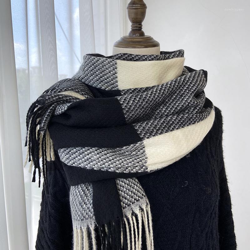 

Scarves Autumn Winter Colorful Plaids Scarf Women Fashion All-Match Twill Weave Shawls For Student Couple Lovers Long Tassel Wraps YR071
