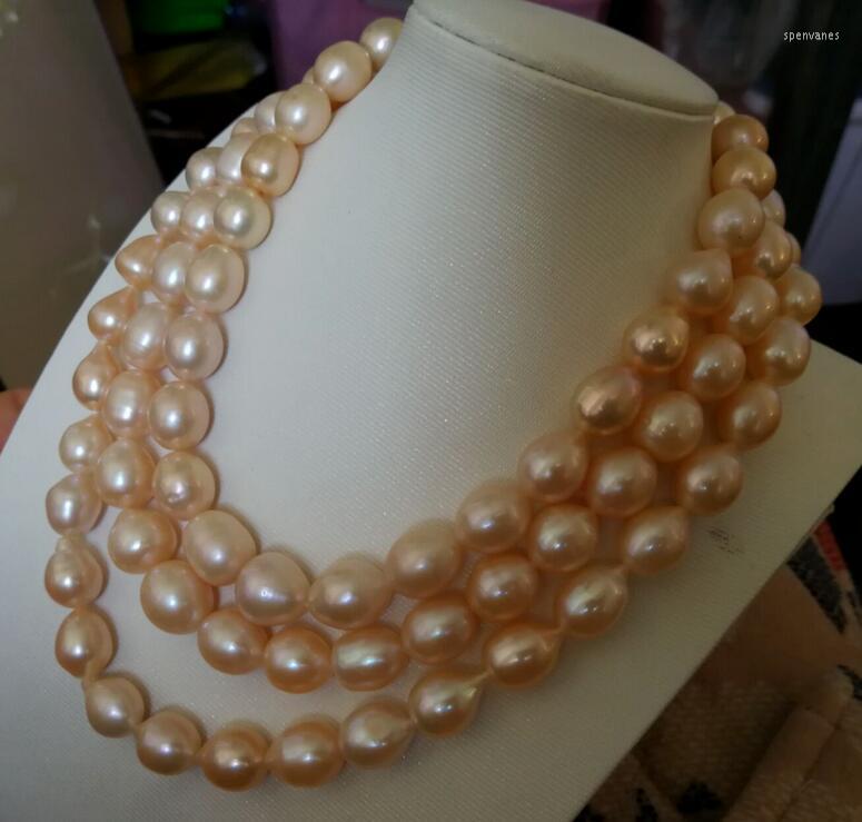 

Chains Charming 3 Row Natural 12-14 Mm South Pink Pearl Necklace