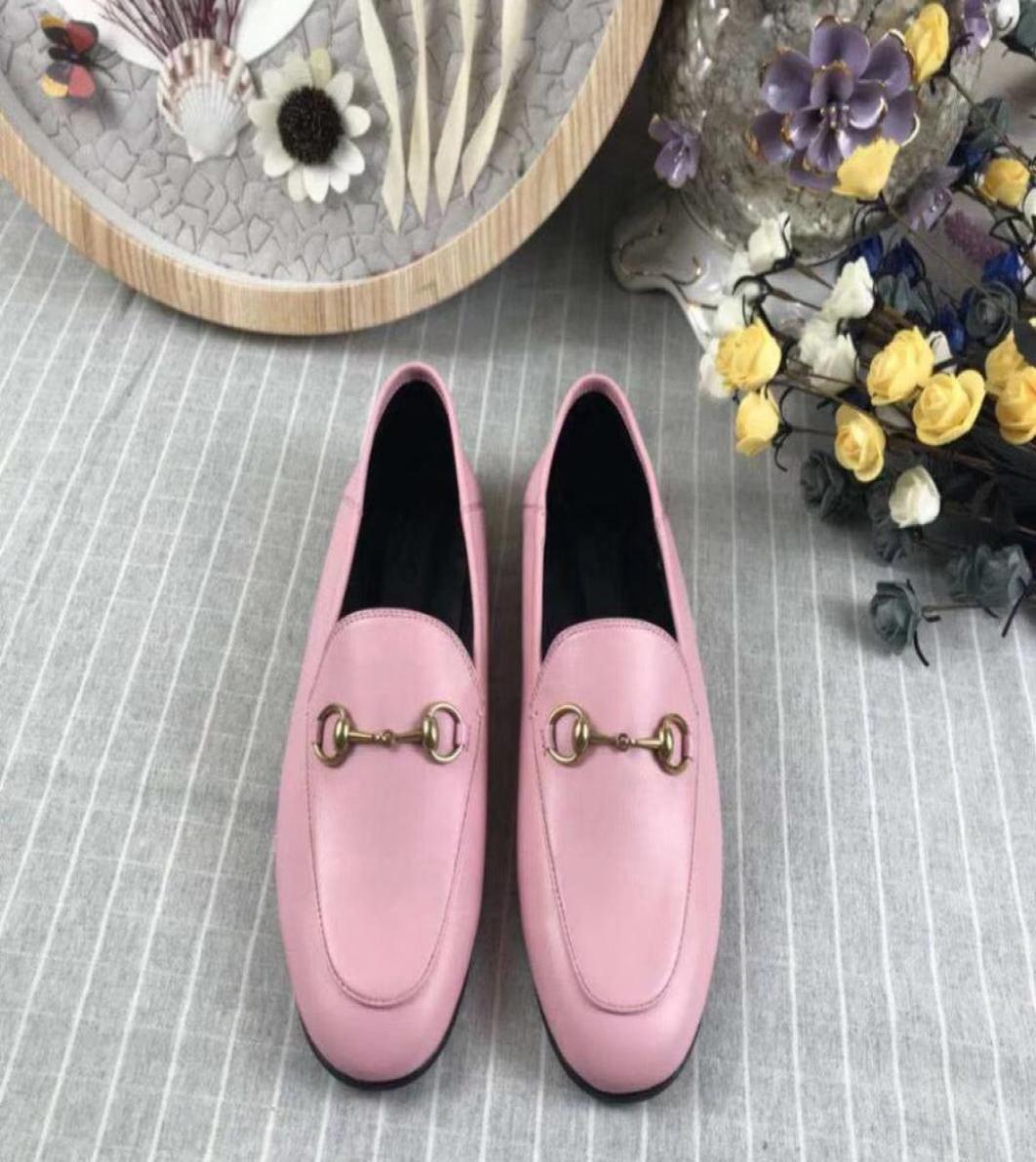 

2021 Ladies flat bottom leather shoes genuine leather big bottom 5 colors full package black white brown pink red size 35411150113