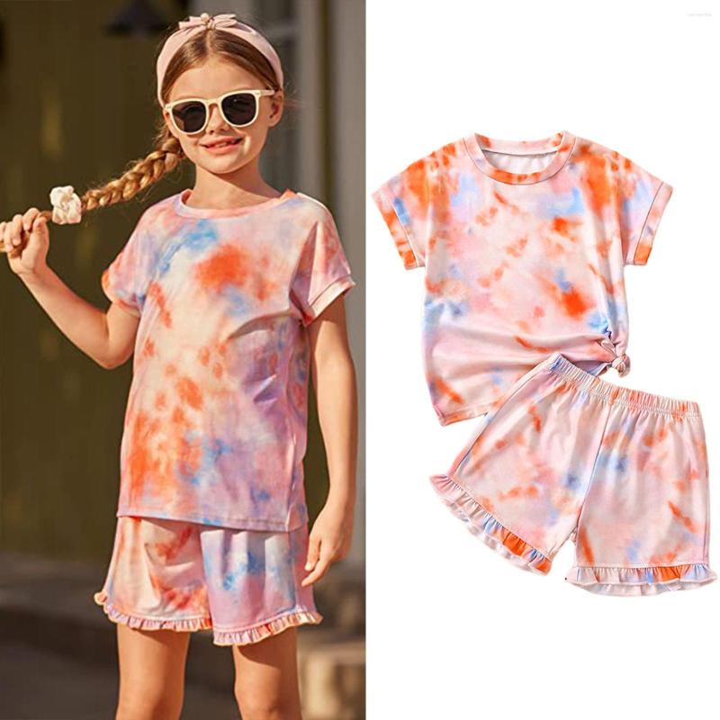 

Clothing Sets Kids Toddler Baby Girls Spring Summer Floral Cotton Print Short Sleeve Shorts Outfits Clothes Sweatsuit Junior Close Set, Orange