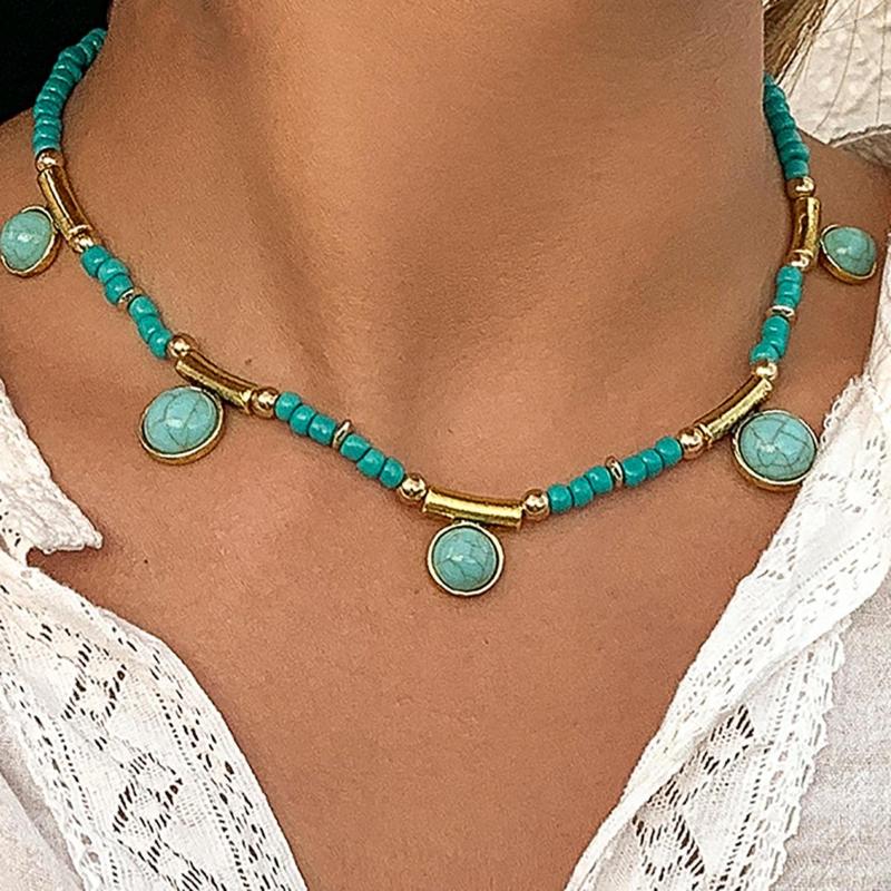 

Choker LW Hoard Of Decorative Pattern Tassel Pendant Necklace Female Bump Color Restoring Ancient Ways Measle Collarbone Rural Sautoir