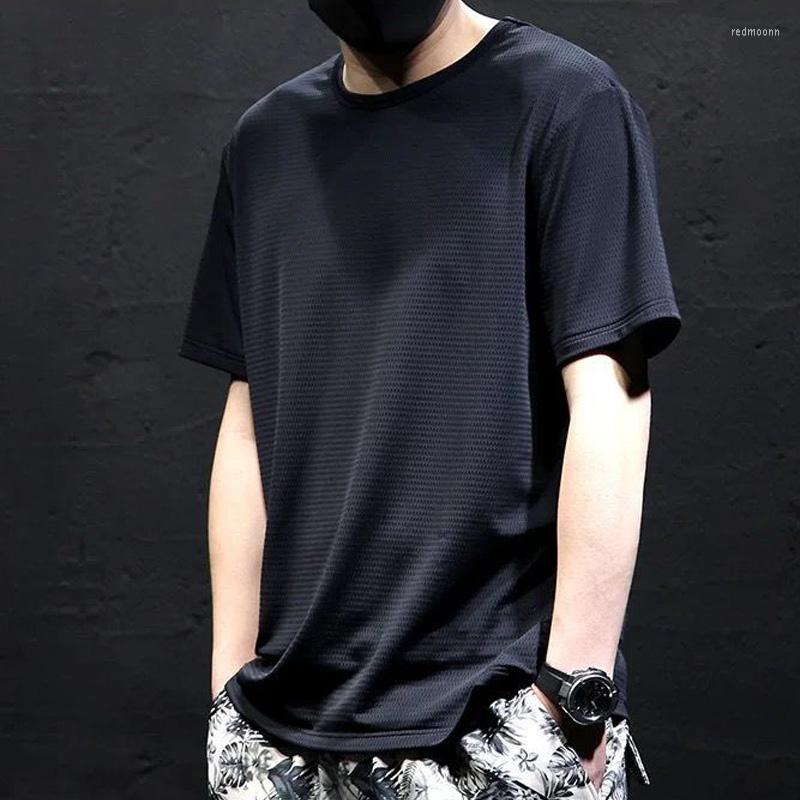 

Men's T Shirts Men Wide Short Sleeves Solid Color Summer Mesh Ice Filament Quick-drying Cool Casual Selling, Black